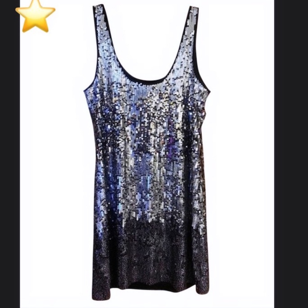 Express Silver Ombré Sequined Dress